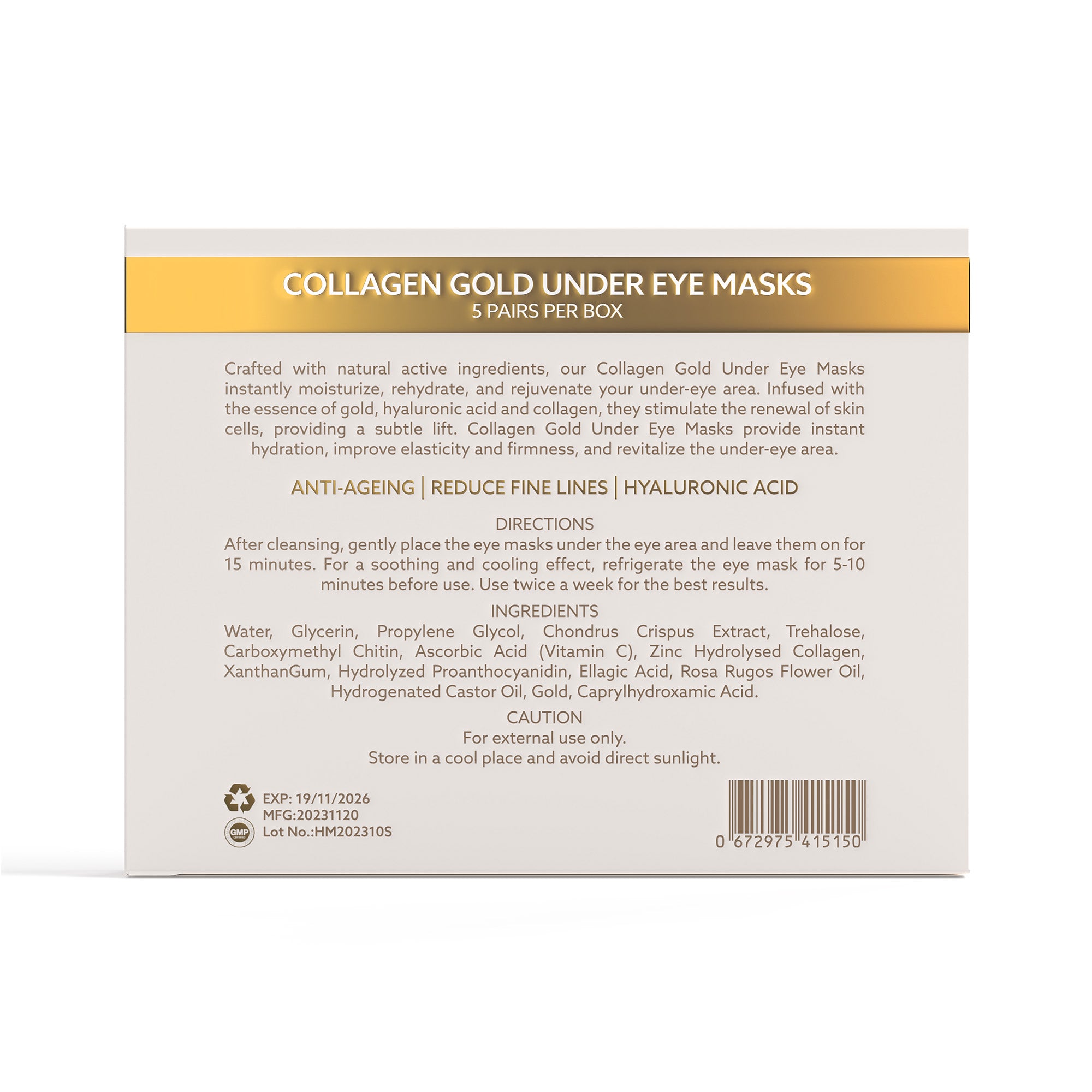 THEAGEHACK Collagen Under Gold Eye Mask - Back